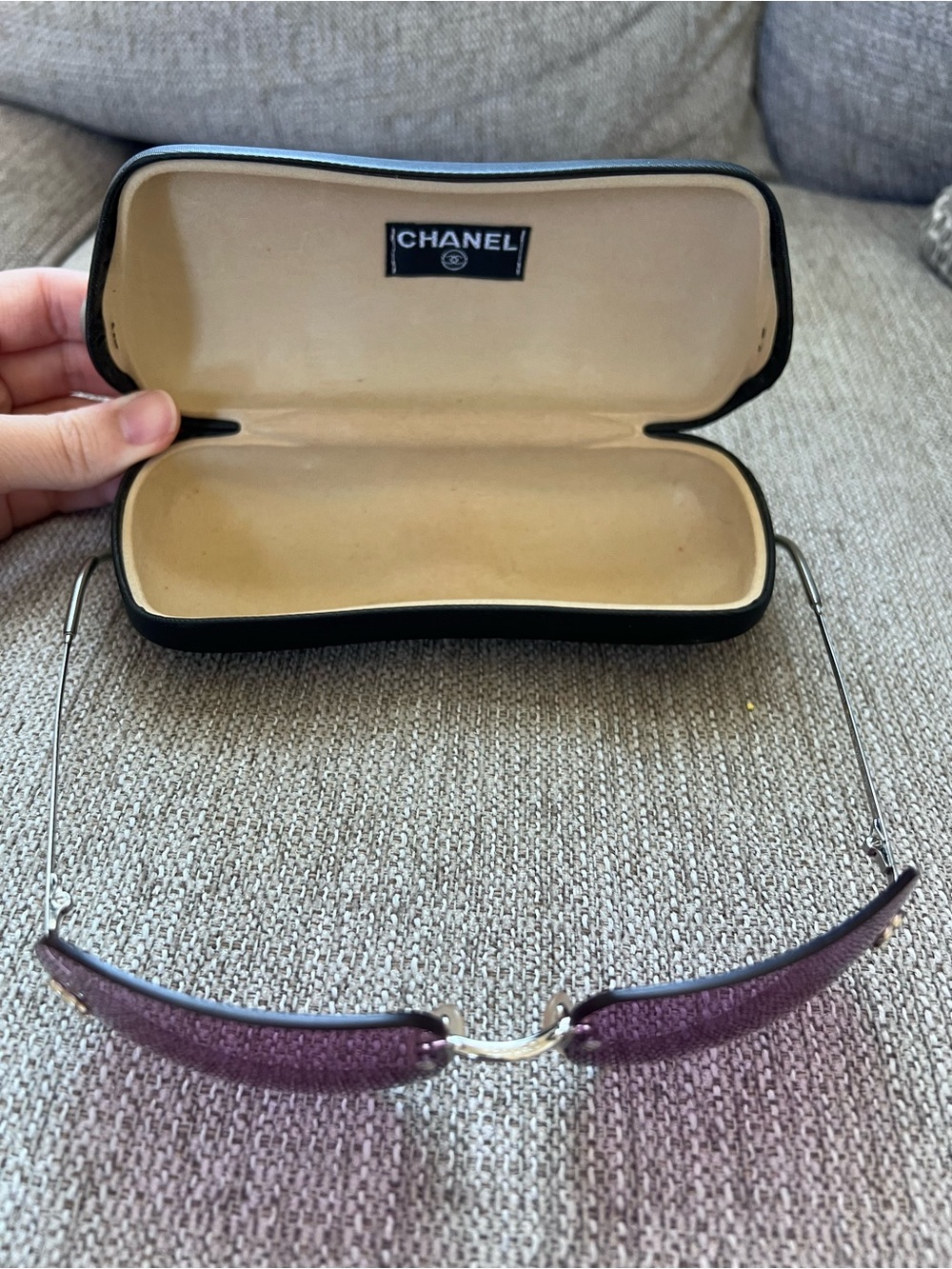 Chanel 4017 Vintage Rimless Purple Sunglasses with Silver Frame - Picture 10 of 12